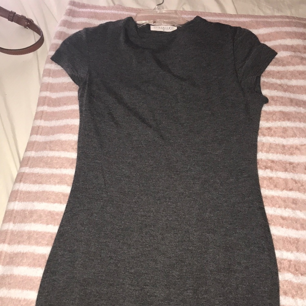 Grey Dress shows off curves
